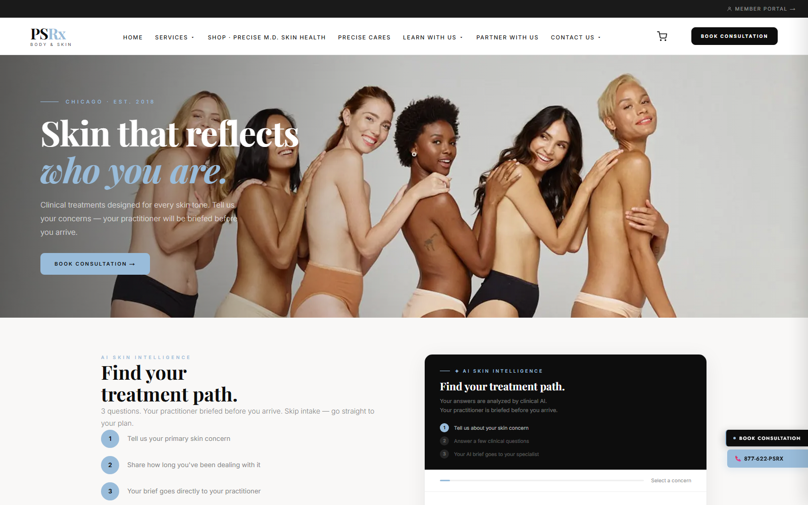 PSRx Body & Skin — clinical skin intelligence platform
